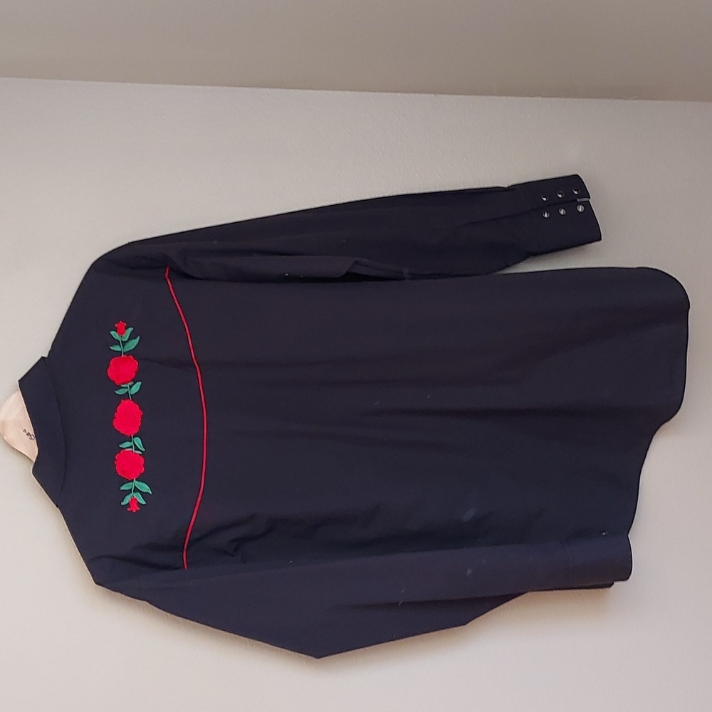 Mens Vintage Ely Cattleman Embroidered Rose And Black Cowboy Shirt Size XL - Picture 7 of 8